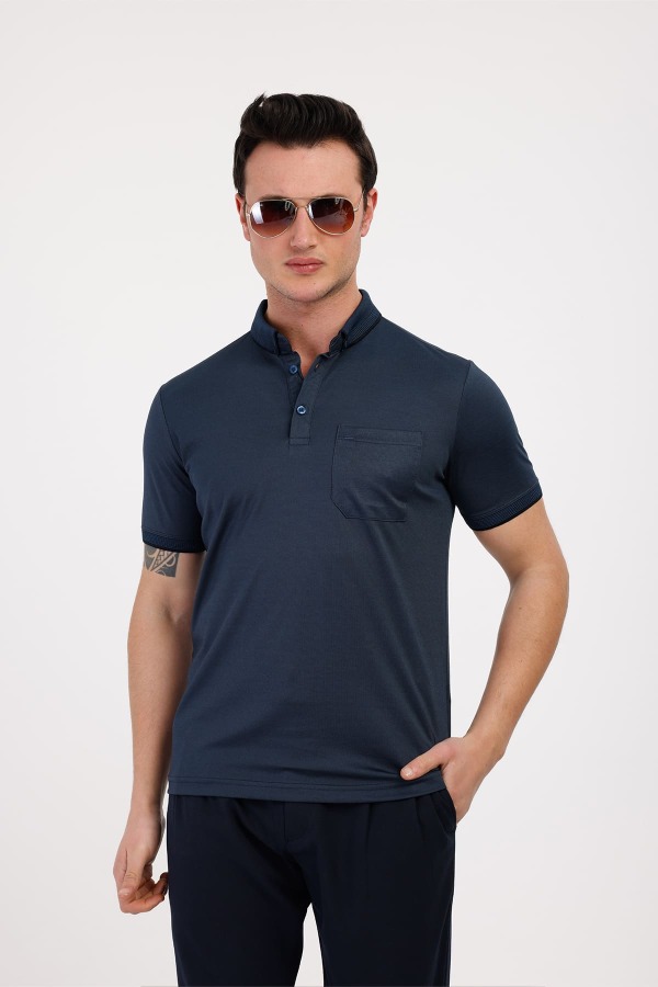 MAGNUS Polo Yaka Pamuklu Tişört - Lacivert - Decas (1)