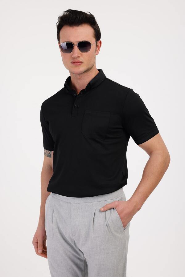 MAGNUS Polo Yaka Pamuklu Tişört - Siyah - Decas