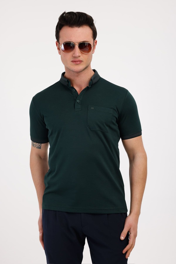 MAGNUS Polo Yaka Pamuklu Tişört - Yeşil - Decas