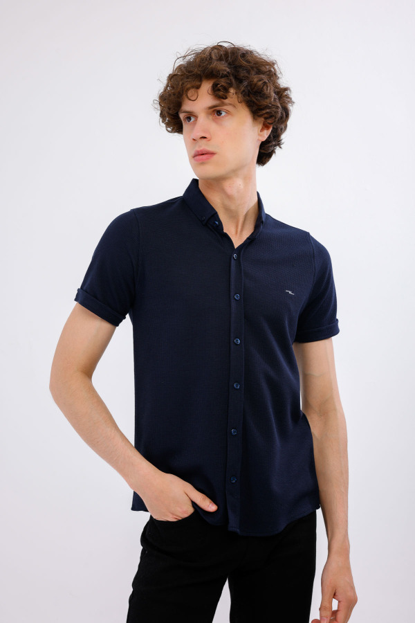 MARINUS Kısa Kollu Gömlek - Lacivert - Decas