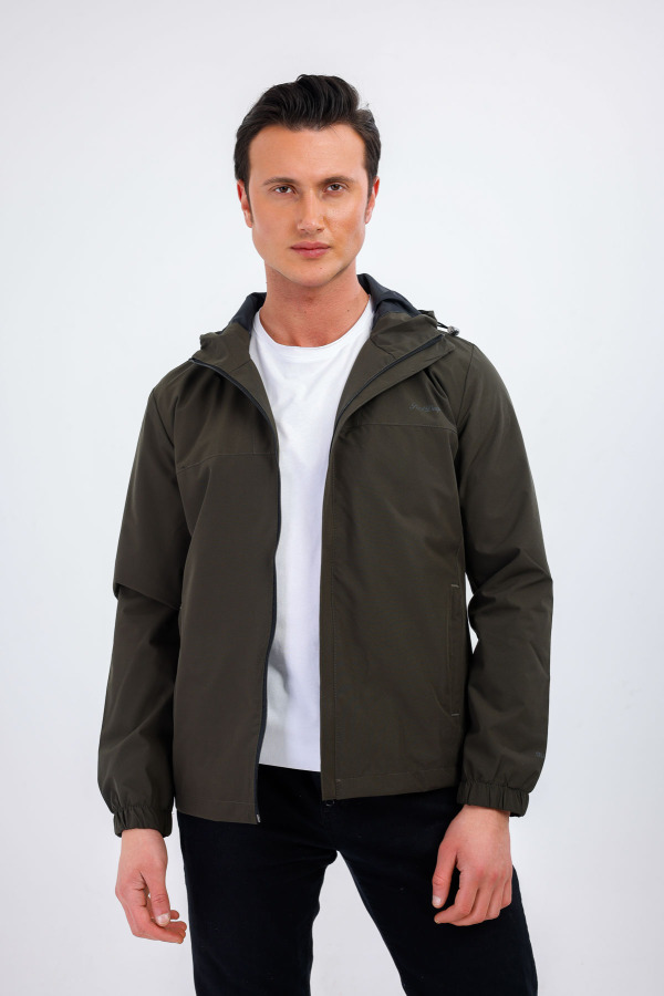 Maris Su ve Rüzgar Geçirmez Kapüşonlu Yağmurluk - Haki - Decas