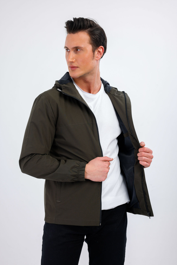 Maris Su ve Rüzgar Geçirmez Kapüşonlu Yağmurluk - Haki - Decas (1)