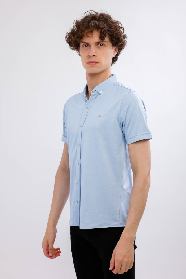 MIRARI Kısa Kollu Basic Gömlek - Açık Mavi - Decas (1)
