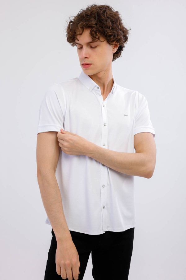 MIRARI Kısa Kollu Basic Gömlek - Beyaz - Decas (1)