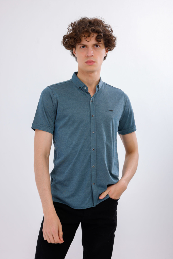 MIRARI Kısa Kollu Basic Gömlek - Mavi - Decas