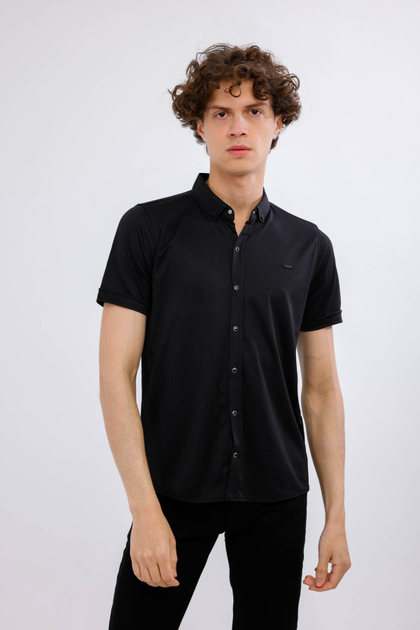 MIRARI Kısa Kollu Basic Gömlek - Siyah - Decas