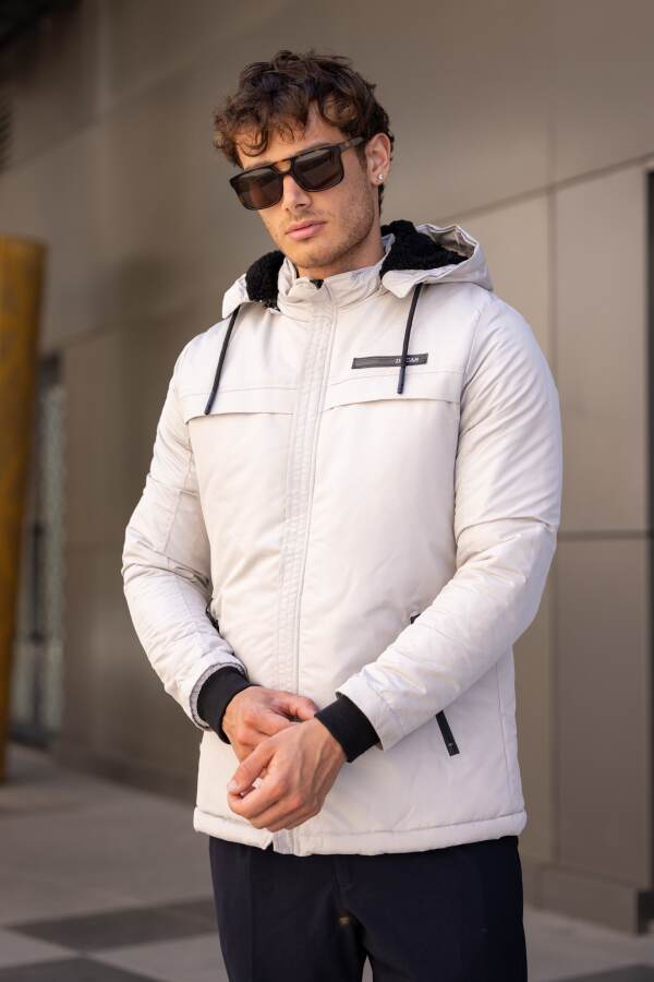 MİSTRAL Su Geçirmez Kürklü Kapüşonlu Erkek Mont -Bej - Decas