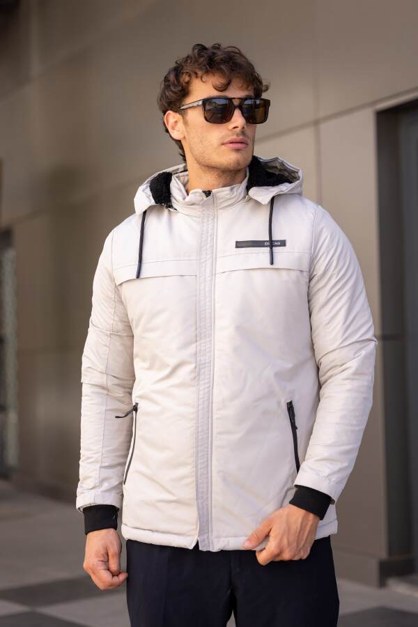 MİSTRAL Su Geçirmez Kürklü Kapüşonlu Erkek Mont -Bej - Decas (1)