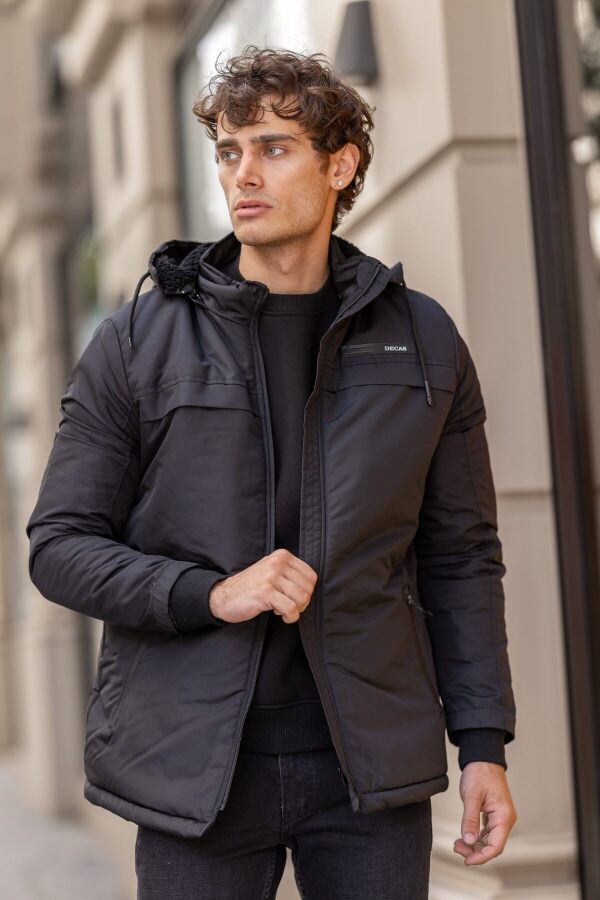 MİSTRAL Su Geçirmez Kürklü Kapüşonlu Erkek Mont -Siyah - Decas (1)