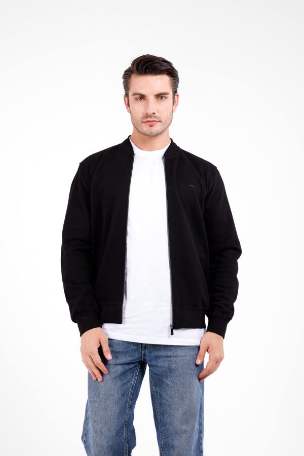 NİVA Fermuarlı Pike Kolej Hırka - Siyah - Decas