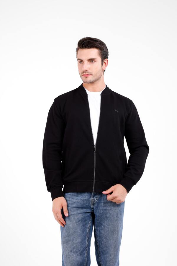 NİVA Fermuarlı Pike Kolej Hırka - Siyah - Decas (1)