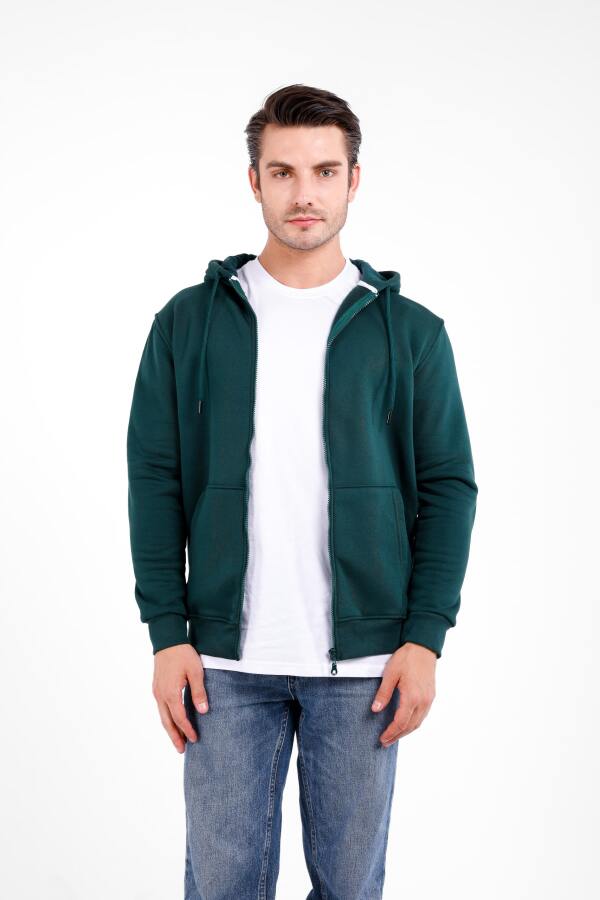 NİX 3 İplik Şardonlu Fermuarlı Kapüşonlu Sweat - Mint - Decas