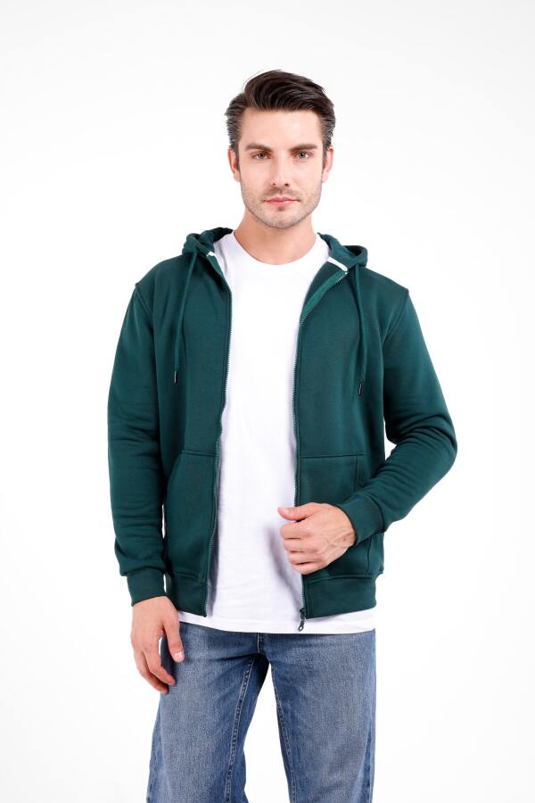 NİX 3 İplik Şardonlu Fermuarlı Kapüşonlu Sweat - Mint - Decas (1)