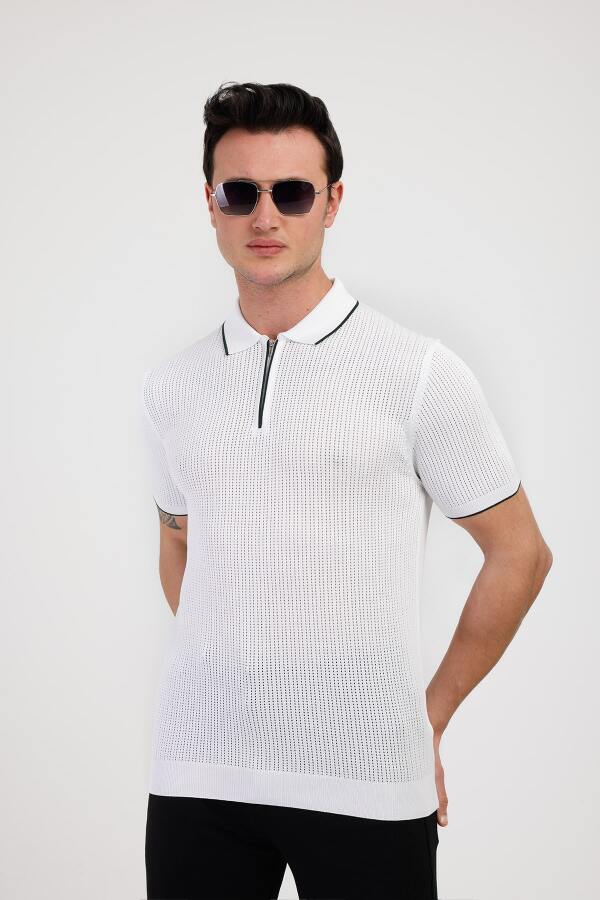 NOBILIS Polo Yaka Pamuklu Tişört - Beyaz - Decas