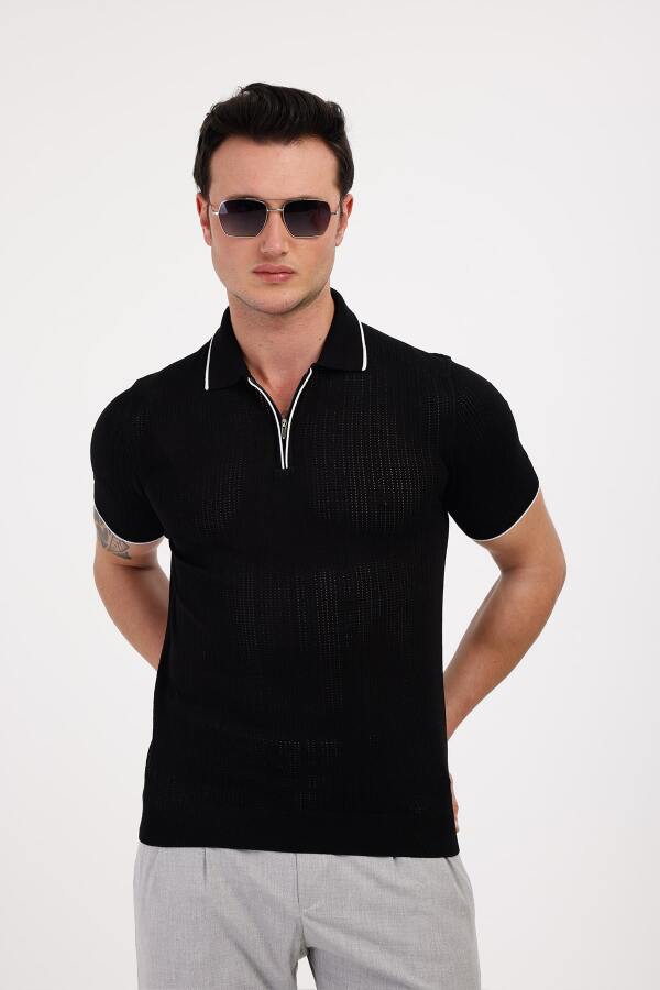 NOBILIS Polo Yaka Pamuklu Tişört - Siyah - Decas (1)