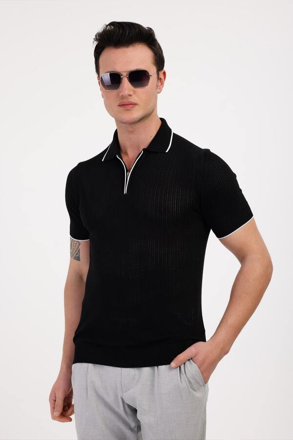 NOBILIS Polo Yaka Pamuklu Tişört - Siyah - Decas