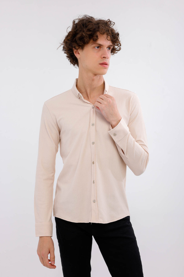 OTIUM Uzun Kollu Gömlek - Bej - Decas (1)