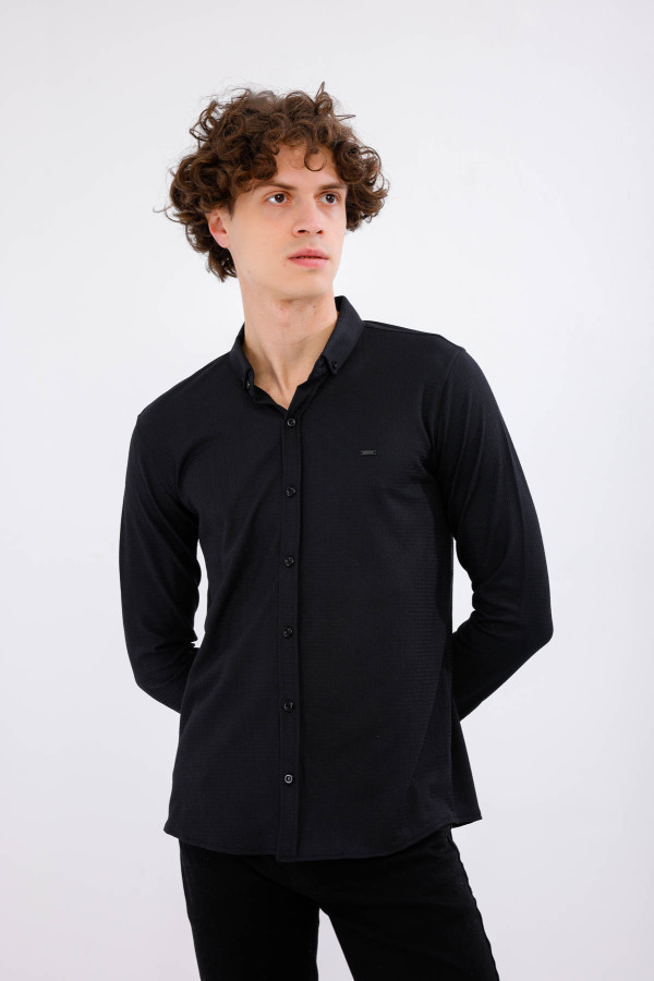 OTIUM Uzun Kollu Gömlek - Siyah - Decas (1)