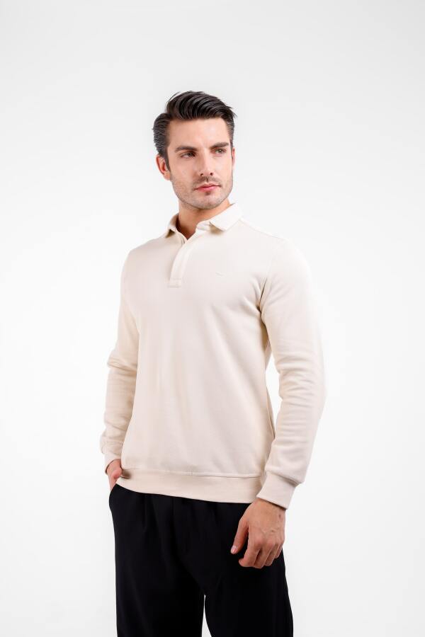 PALLİ Yaka Fermuarlı Uzun Kol Kazak - Bej - Decas