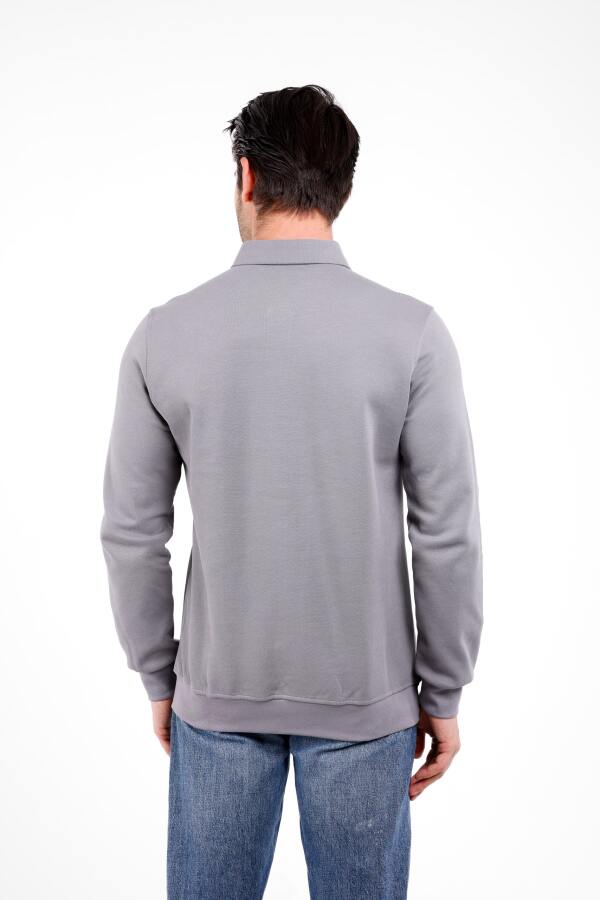 PALLİ Yaka Fermuarlı Uzun Kol Kazak - Gri - Decas (1)