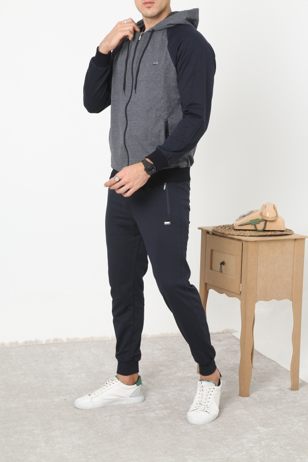 PAN Fermuarlı Kapşonlu Eşofman Takım - Lacivert - Decas