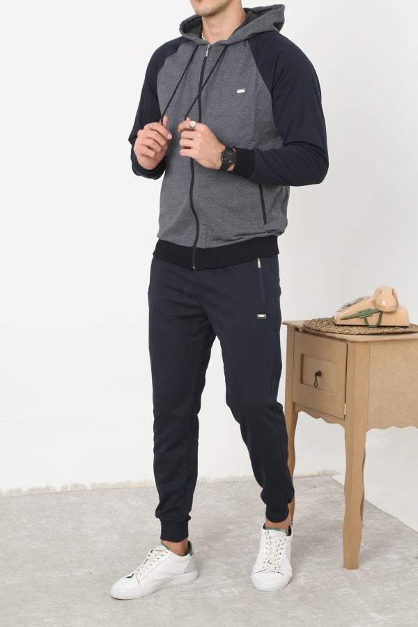 PAN Fermuarlı Kapşonlu Eşofman Takım - Lacivert - Decas (1)