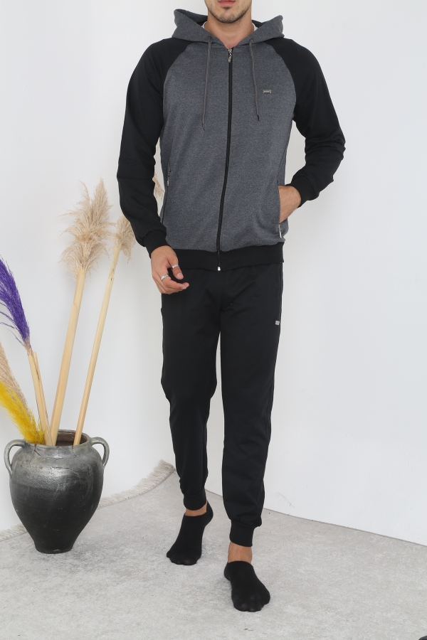 PAN Fermuarlı Kapşonlu Eşofman Takım - Siyah - Decas (1)
