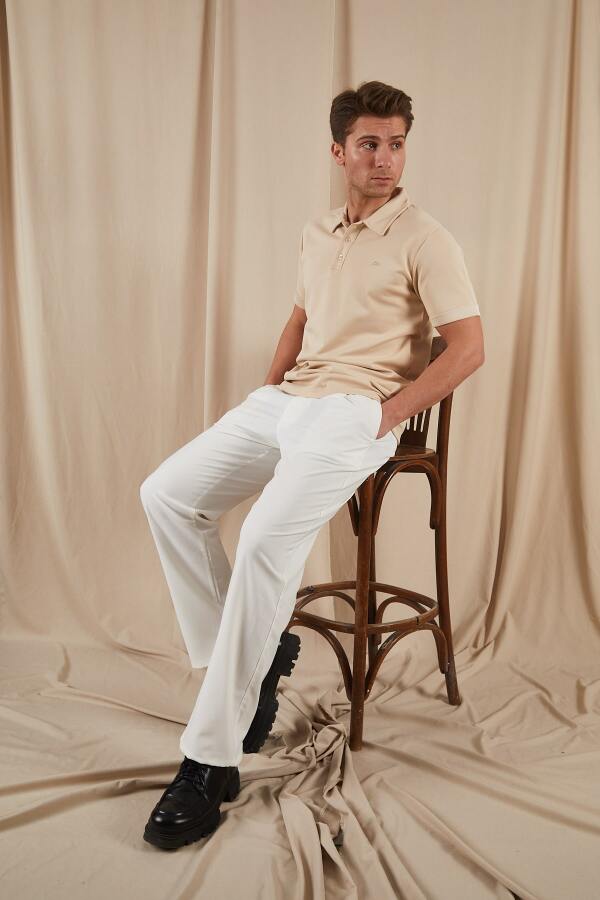 PAX Polo Yaka Tişört - Krem - Decas