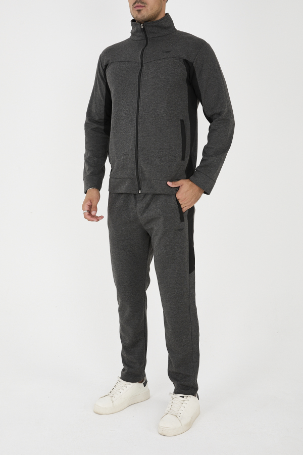 PEELER Dik Yaka Düz Paça Eşofman Takım - Füme - Decas