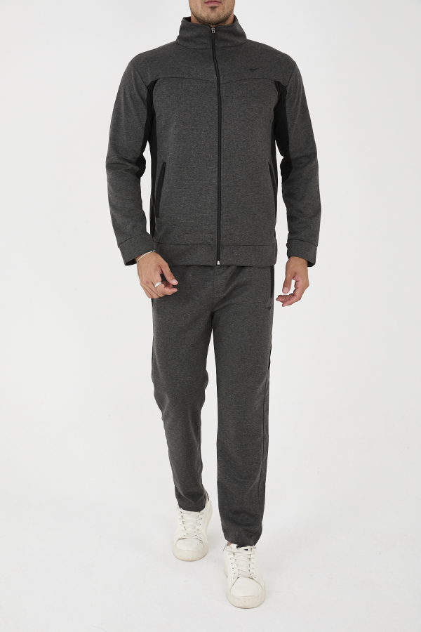 PEELER Dik Yaka Düz Paça Eşofman Takım - Füme - Decas (1)