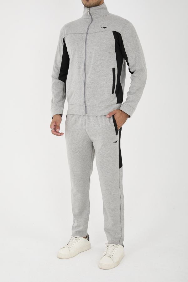 PEELER Dik Yaka Düz Paça Eşofman Takım - Gri - Decas