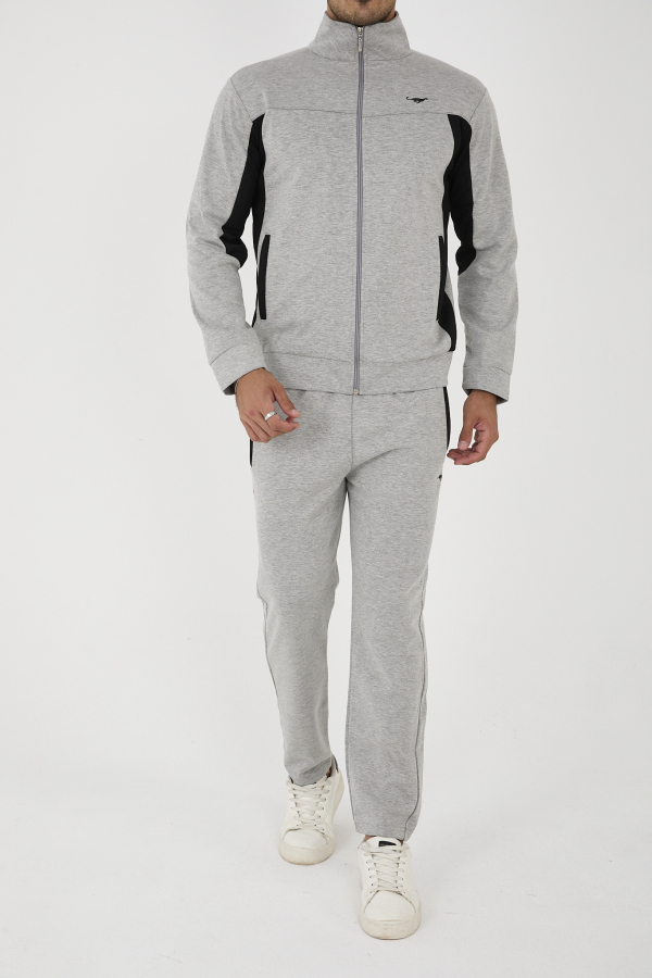 PEELER Dik Yaka Düz Paça Eşofman Takım - Gri - Decas (1)