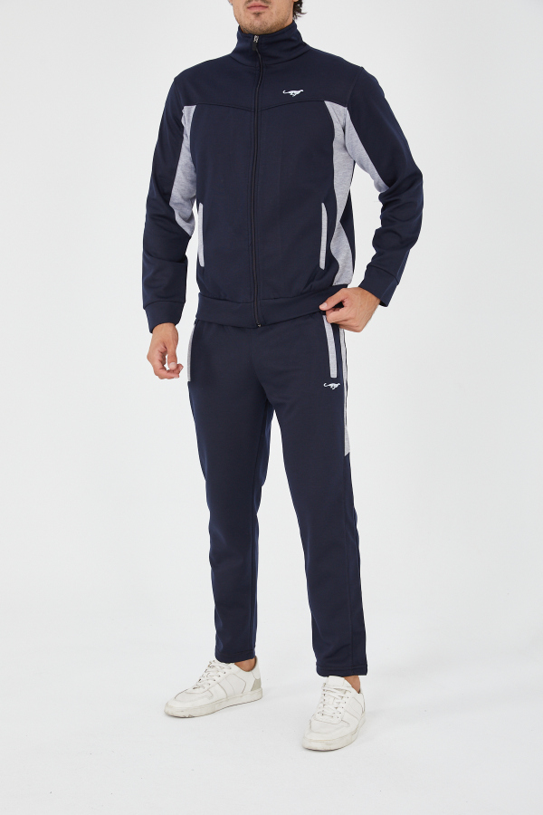 PEELER Dik Yaka Düz Paça Eşofman Takım - Lacivert - Decas