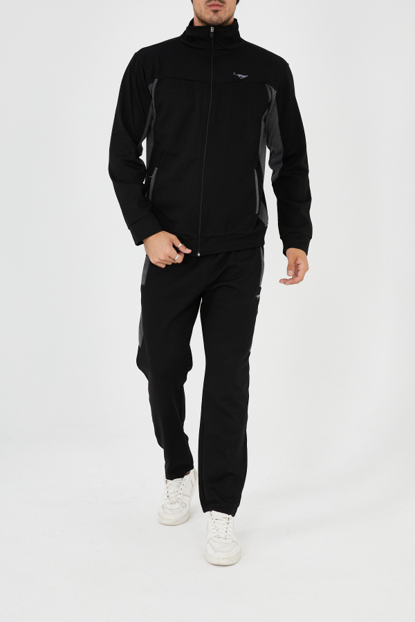 PEELER Dik Yaka Düz Paça Eşofman Takım - Siyah - Decas