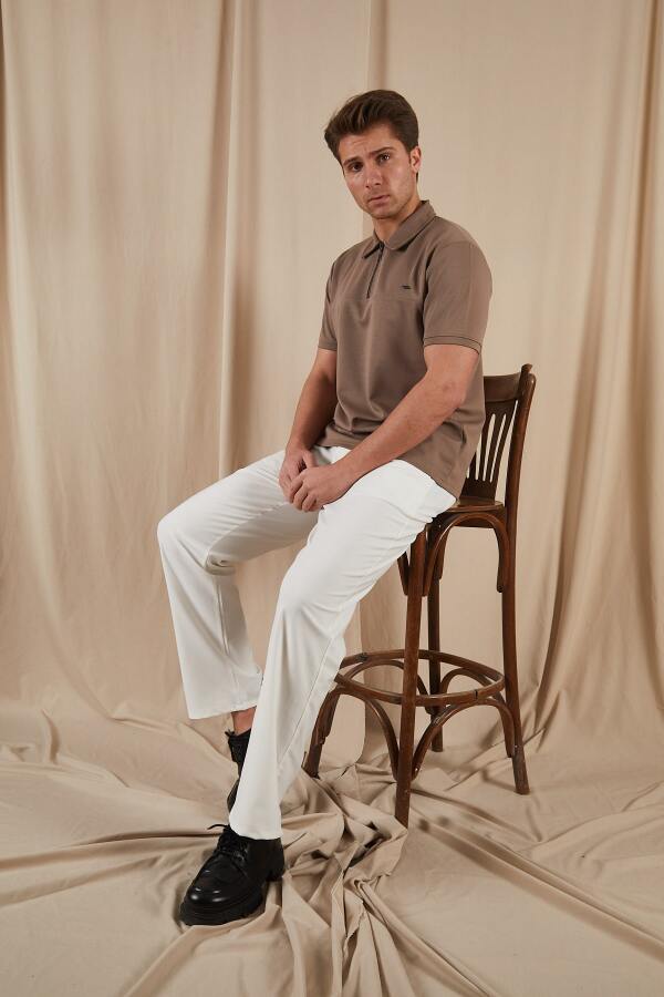 PULSUS Fermuar Detaylı Polo Yaka Tişört - Kahverengi - Decas (1)