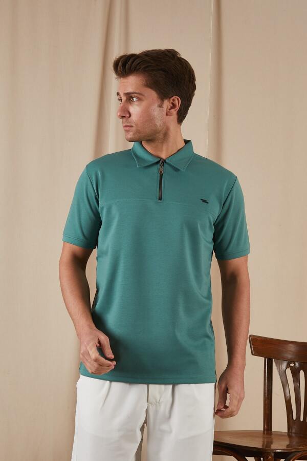 PULSUS Fermuar Detaylı Polo Yaka Tişört - Yeşil - Decas (1)