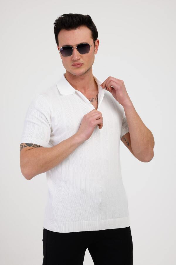 PURA Polo Yaka Pamuklu Tişört - Beyaz - Decas (1)