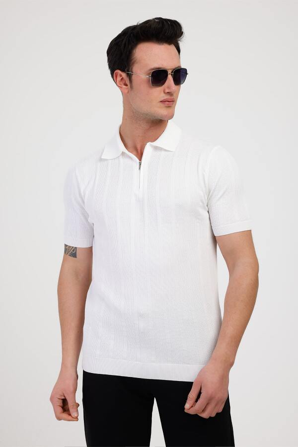 PURA Polo Yaka Pamuklu Tişört - Beyaz - Decas