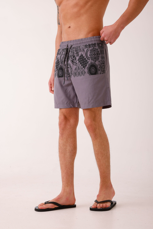 SILENS Desenli Deniz Şortu - Antrasit - Decas (1)