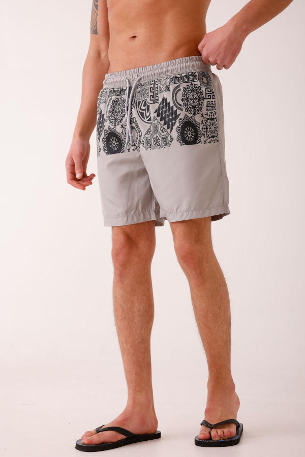 SILENS Desenli Deniz Şortu - Krem - Decas (1)