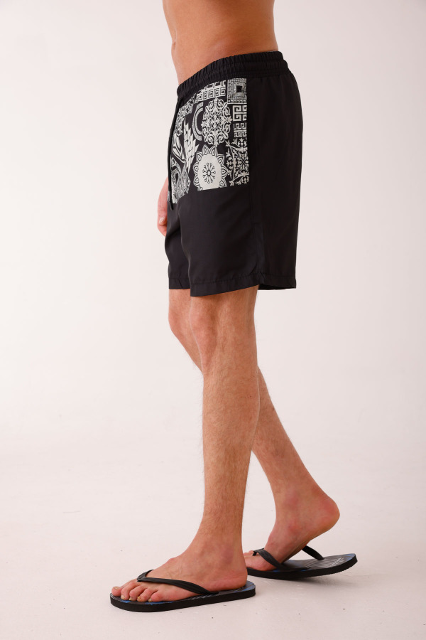 SILENS Desenli Deniz Şortu - Siyah - Decas (1)