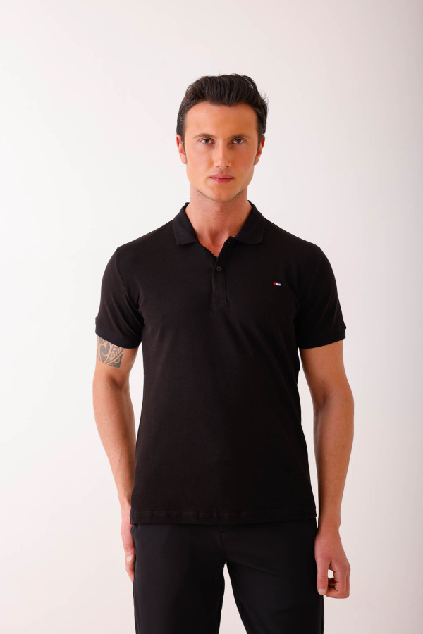 SILEO Polo Yaka Tişört - Siyah - Decas