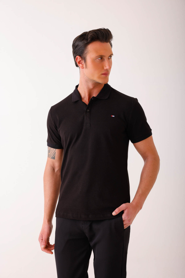 SILEO Polo Yaka Tişört - Siyah - Decas (1)