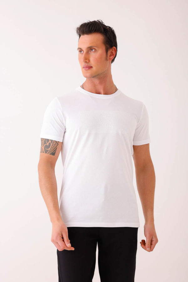 SOLEMNIS Slim Fit Baskılı Basic Tişört - Beyaz - Decas