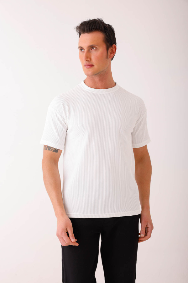 SOLIS Slim Fit Basic Tişört - Beyaz - Decas