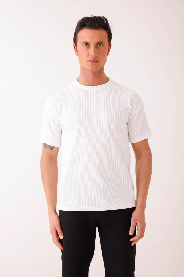 SOLIS Slim Fit Basic Tişört - Beyaz - Decas (1)