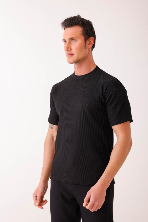 SOLIS Slim Fit Basic Tişört - Siyah - Decas (1)