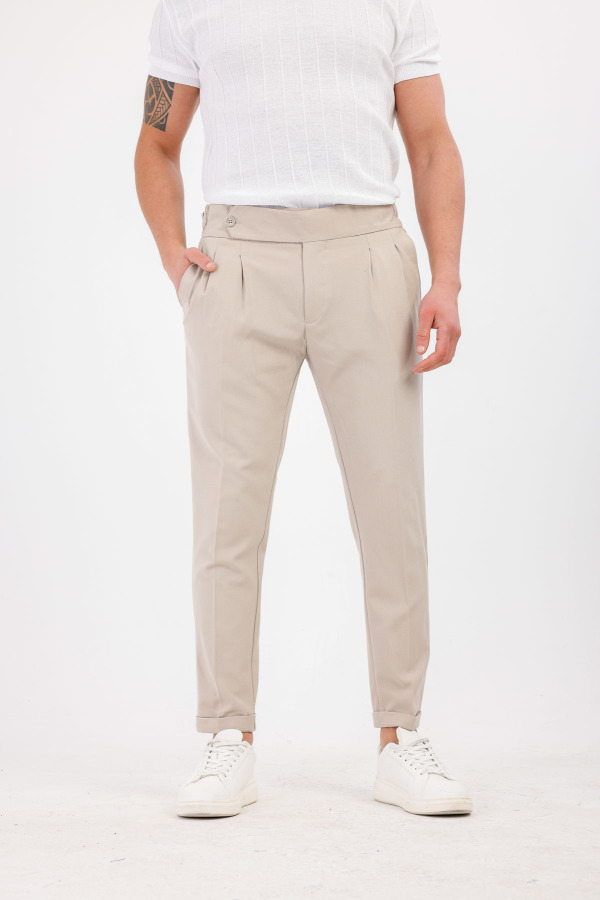 STELLAE Pileli Kumaş Pantolon - Bej - Decas