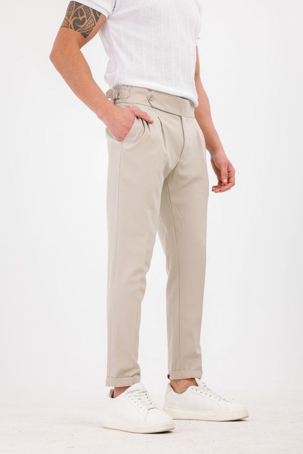 STELLAE Pileli Kumaş Pantolon - Bej - Decas (1)