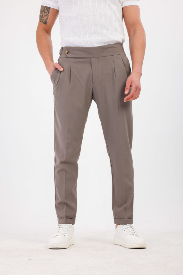 STELLAE Pileli Kumaş Pantolon - Gri - Decas